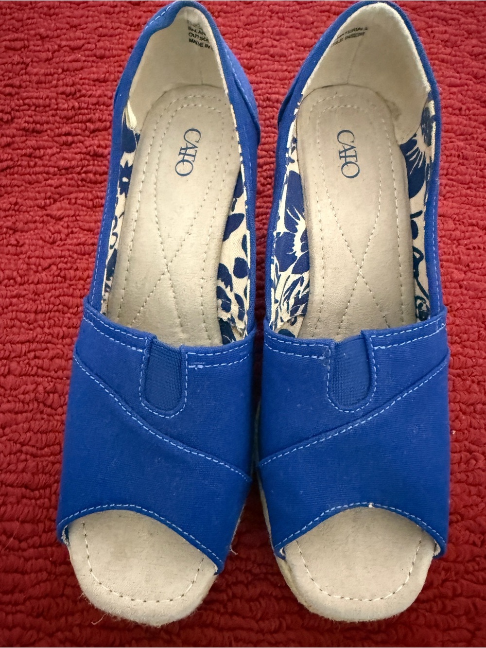 Cato Royal Blue Canvas Peep-Toe Flats